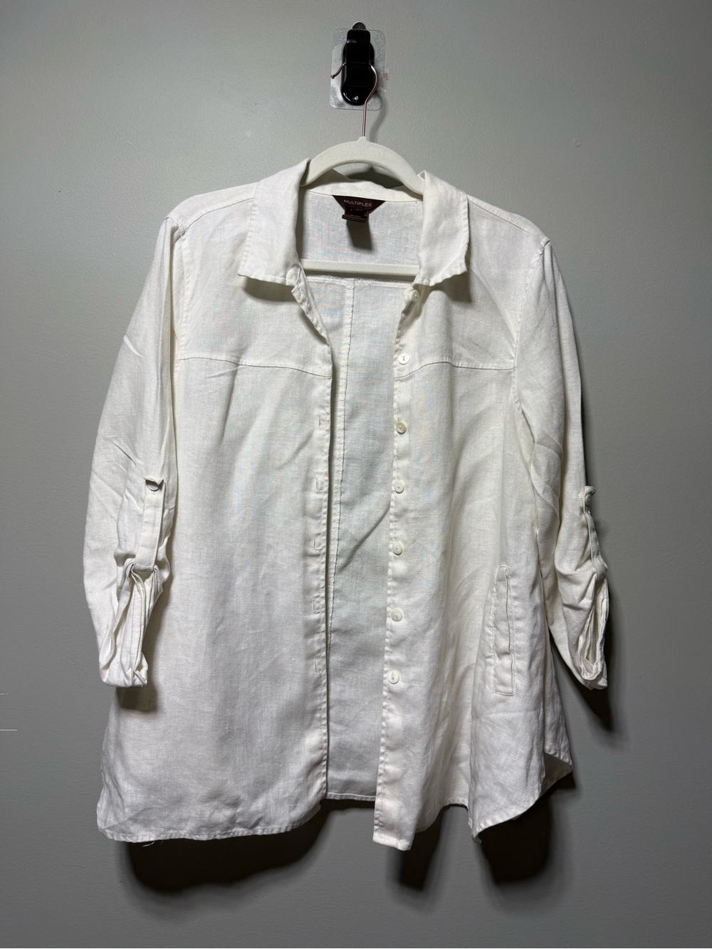 100% Linen Button Up Shirt White S minimalist coastal beachy